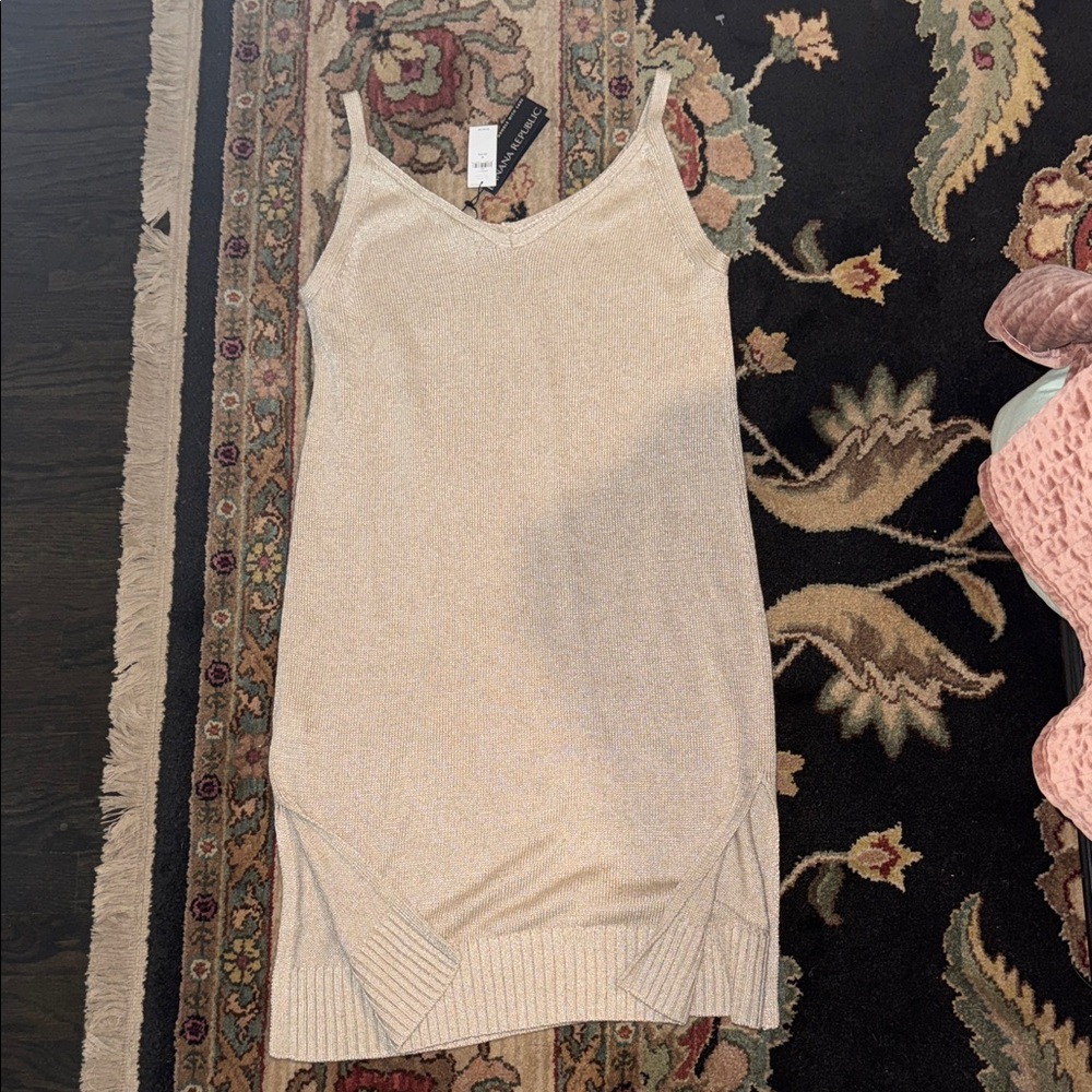 Banana Republic metallic gold/Beige Knit dress